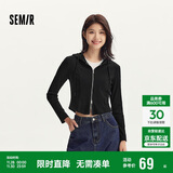 森马（Semir）外套女短款修身显瘦上衣秋装正肩连帽针织夹克通勤101524108005