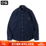 马登工装 美式休闲灯芯绒纯棉长袖衬衫叠穿内搭外套条绒衬衣男秋 藏蓝 M
