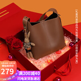 viney牛皮包包女包大容量水桶包轻奢单肩斜挎包生日礼物品牌送女友老婆