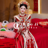 枝己秀禾服新娘敬酒服2025新款订婚衣服婚纱主纱高档结婚礼服古装嫁衣 X616 M