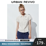 UR2025夏季新款女装时尚复古休闲收腰系带开襟衬衫UYY250068 本白 XS