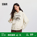 森马（Semir）[商场同款]中国国家地理系列卫衣女图案2024新款加绒宽松冬装 浅花灰00232 XL