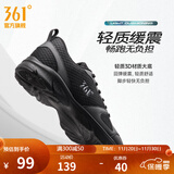 361°运动鞋男鞋秋冬季透气网面跑鞋黑色通勤轻质户外慢跑步鞋 曜石黑/烟灰【透气网布】 42