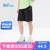 361°儿童短裤夏季男女童3-12岁透气运动裤梭织五分裤 黑 150