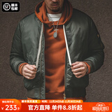 马登工装美式复古MA1飞行员棉服夹克男秋冬加厚棉袄棒球服上衣外套 绿色 S