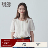 Teenie Weenie小熊夏季清新学院甜美娃娃衫泡泡袖短袖衬衫通勤女装 白色 S (160)