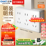 正泰（CHNT）明装大板开关插座面板 1C系列空调大功率热水器插座开关墙壁 白色 十五孔10A