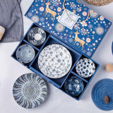 几物森林 餐具中式碗碟套装碗具面碗饭碗筷组合整套盘送礼 手提礼盒6件套