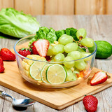 莫依冉纳钢化玻璃碗微波炉汤碗水果沙拉碗杰之蓝家用饭碗打蛋碗餐具  钢化透明中号（直径18cm）