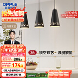 欧普（OPPLE）LED吊灯餐厅灯具三头餐吊灯现代简约创意吧台 繁星黑 另购E27光源