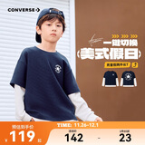 匡威Converse男女童纯棉拼接假两件长T2025年秋季新款时尚舒适上衣