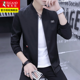 啄木鸟夹克男士装外套春秋季款休闲棒球服上衣服 黑色 常规 XL