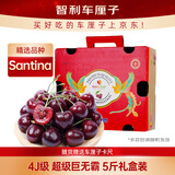 京鲜生 智利Santina车厘子超级巨无霸4J 5斤礼盒果径32-34mm【送卡尺】