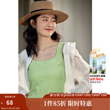 茵曼（INMAN）多色无袖显瘦吊带背心T恤夏季简约休闲百搭圆领上衣 草绿色 S