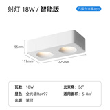 麦丹妮led双头极简超薄明装防眩斗胆射灯无主灯客厅卧室吸顶筒灯 射灯 全白 18W 智能版 811-2