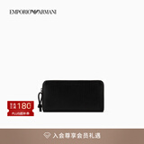 EMPORIO ARMANI/阿玛尼官方旗舰【礼物】新款男女情侣牛皮革钱夹钱包卡包秋冬 80001-黑色