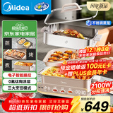 美的（Midea）电火锅钛陶0氟多功能锅不锈钢蒸锅鸳鸯火锅专用锅超薄速沸多功能一体电锅煎烤料理锅DLS332266S