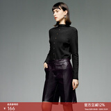 颜域德绒气质内搭毛衣女2025新款冬季美拉德修身半高领打底针织衫 黑色 L/40