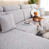 忆自然弹力沙发套罩四季通用全包沙发坐垫套沙发笠沙发座垫防尘保护罩 清雅-浅灰色 加大双人位 适合宽65-85cm*长95-135cm