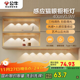 公牛（BULL）感应猫眼橱柜灯磁吸充电山丘光效展柜玄关氛围小夜灯 银40cm三色