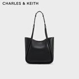 CHARLES&KEITH大容量通勤单肩托特包子母包生日新年礼物送女友CK2-30782647 Black黑色 M