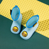 B.Duck小黄鸭童鞋儿童雨鞋时尚防水雨靴男女童宝宝水鞋小学生5955蓝色28