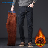 真维斯（JEANSWEST）牛仔裤男加绒2025冬季轻商直筒修身保暖牛仔长裤男黑色加绒32