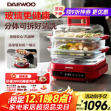 大宇（DAEWOO）玻璃电蒸锅 0塑0涂层 加厚高绷玻璃 多功能炖蒸煮一体蒸汽锅分体可拆洗不锈钢S31-SE-FGH
