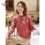 俞兆林中老年女装秋冬绣花针织衫妈妈装毛衫新年老年人毛衣 Y243Z3003