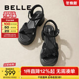百丽（Belle）满钻条带繁星休闲凉鞋女商场款厚底凉鞋A9S2DBL4 黑色 39 (245mm)