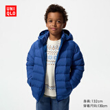 优衣库童装男女童PUFFTECH空气棉服可机洗连帽外套排骨棉服478123 66 蓝色 130