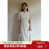 独束大码女装【爱的圆舞曲】系列新中式绣花旗袍连衣裙微胖mm夏季 杏仁米-长款 L