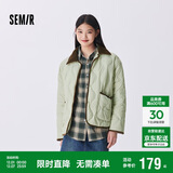 森马（Semir）羽绒服女中长款轻薄拼接灯芯绒翻领2024冬季三防外套109724113004