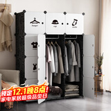 安尔雅简易衣柜现代简约塑料双人组装衣柜出租房组合收纳双人衣橱