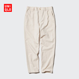 优衣库男女装棉麻混纺休闲裤/裤子宽松直筒长裤470598 470598/30浅米色 L