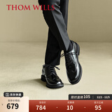 THOM WILLS德比鞋英伦风男士商务正装皮鞋舒适透气真皮男鞋冬季 黑色亮皮D411-1 42 /8码
