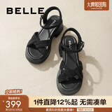 百丽（Belle）满钻条带繁星休闲凉鞋女商场款厚底凉鞋A9S2DBL4 黑色 34 (220mm)