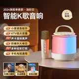 wortley柏林竞争之声蓝牙音箱家用无线k歌音响话筒麦克风户外唱歌小型家庭ktv小度智能 单麦版【油彩白】四核大音量【智能修音】小度语音点歌