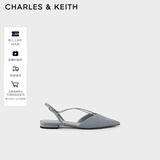 CHARLES&KEITH水钻链条平跟凉鞋拖鞋女士CK1-70900271-A Light Blue浅蓝色 36