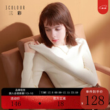 三彩2025冬季新款纯色坑条针织衫圆领修身毛衫显瘦内搭打底M 珍珠白 S 155/80A