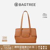 BAGTREE明星同款包包树海豚包轻奢品牌植鞣皮托特包大容量通勤女士电脑包 中号-焦糖色 能装A4资料 高级小众