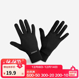 迪卡侬户外运动男女跑步健身骑行轻薄舒适保暖触屏手套纯黑色S-4564121