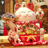 侑家良品生意兴隆招财猫 存钱罐托盘招财摆件 玄关收银装饰 乔迁送礼 11寸