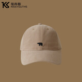 撞青春高档棒球帽子男士春夏季潮牌户外休闲遮阳防晒帽鸭舌帽女运动男帽 卡其色【北极熊】 均码 55-60cm