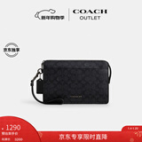 蔻驰（COACH）【专享直降】奥莱男士男包经典标志老花拉链长款手拿包钱包 QB/炭黑色/黑色