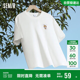 森马（Semir）【多彩凉感T】短袖t恤女夏中长款宽松舒适刺绣上衣109324100007