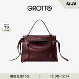 GROTTO个乐经典R66大号高级感复古大容量手提单肩斜挎包通勤圣诞礼物 波多尔红L