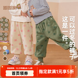 嘟嘟家【柔软厚实】儿童裤子秋冬款加绒宝宝冬装婴儿保暖裤女童男童棉裤 绿色恐龙 120