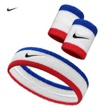 耐克（NIKE）护腕头带套装运动吸导擦汗跑步爬山健身护具红白蓝套装