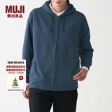 无印良品 MUJI 男女通用 紧密编织毛圈 拉链连帽衫 休闲外套 无性别 卫衣 烟熏蓝色 S -M(165/88A)